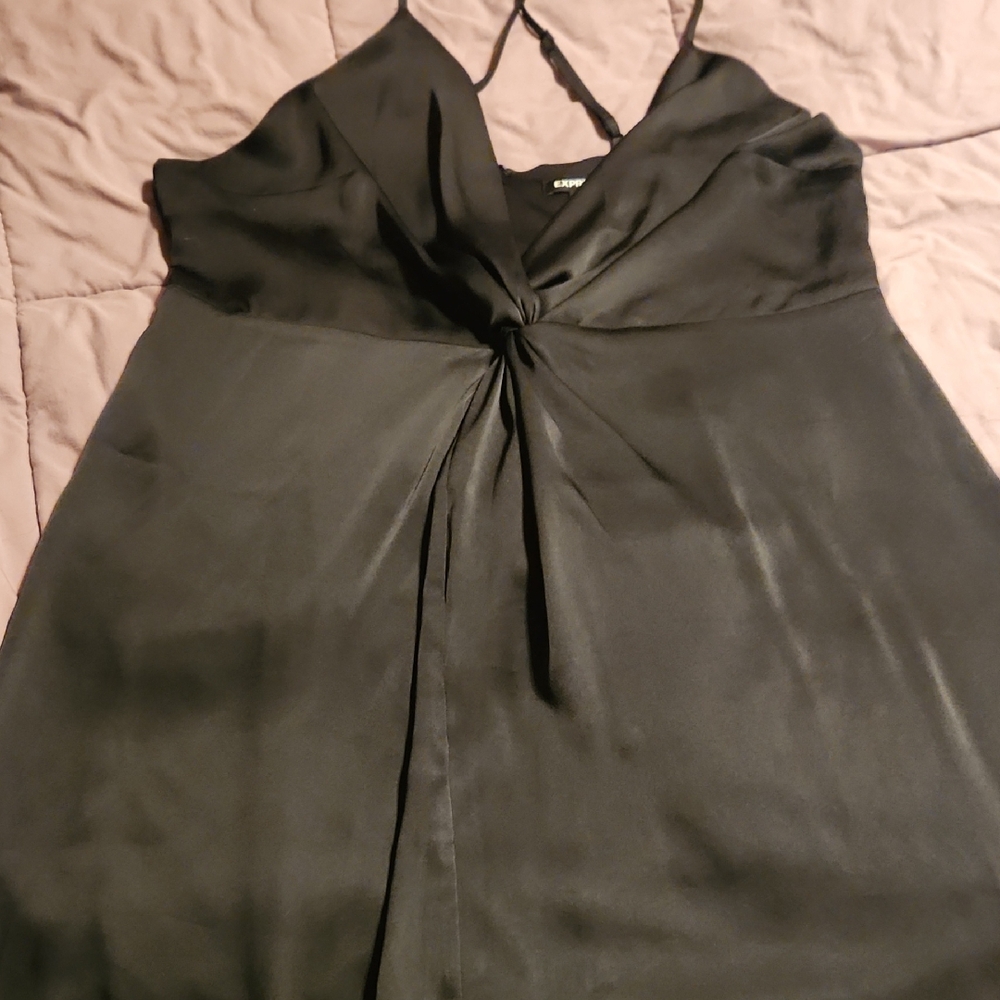 Express Black Satin Knot Dress